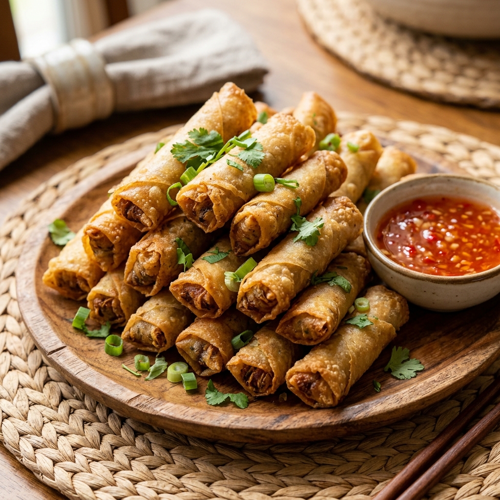 Crispy golden pork lumpia spring rolls
